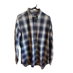 Ralph Lauren L "Blake" 100% Cotton Long Sleeve Button Down Polo Plaid Very Nice